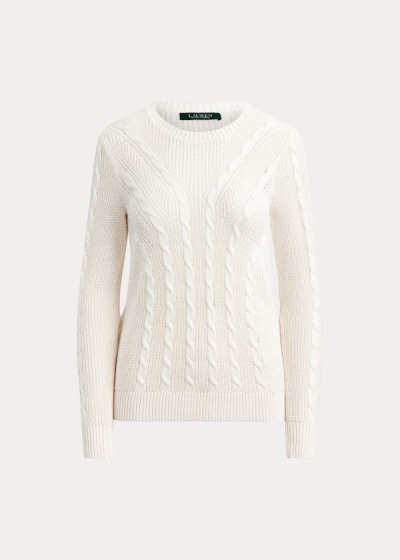 Ralph Lauren Cable-Knit Crewneck Striktrøje Dame Danmark (MOTAF5164)